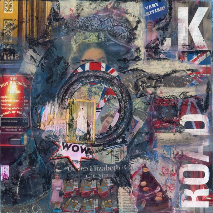 Collage aus bunten, London typischen Wahrzeichen