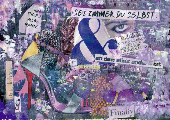 Collage aus Lilafarbenen Bildern